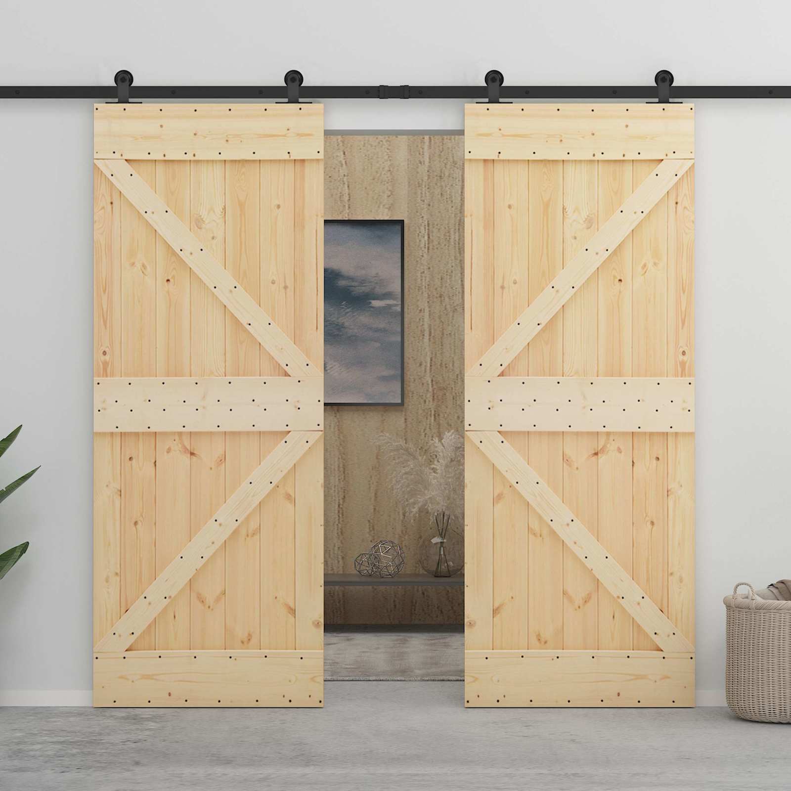vidaXL Drzwi przesuwne Naturalny i czarny 100 x 210 cm