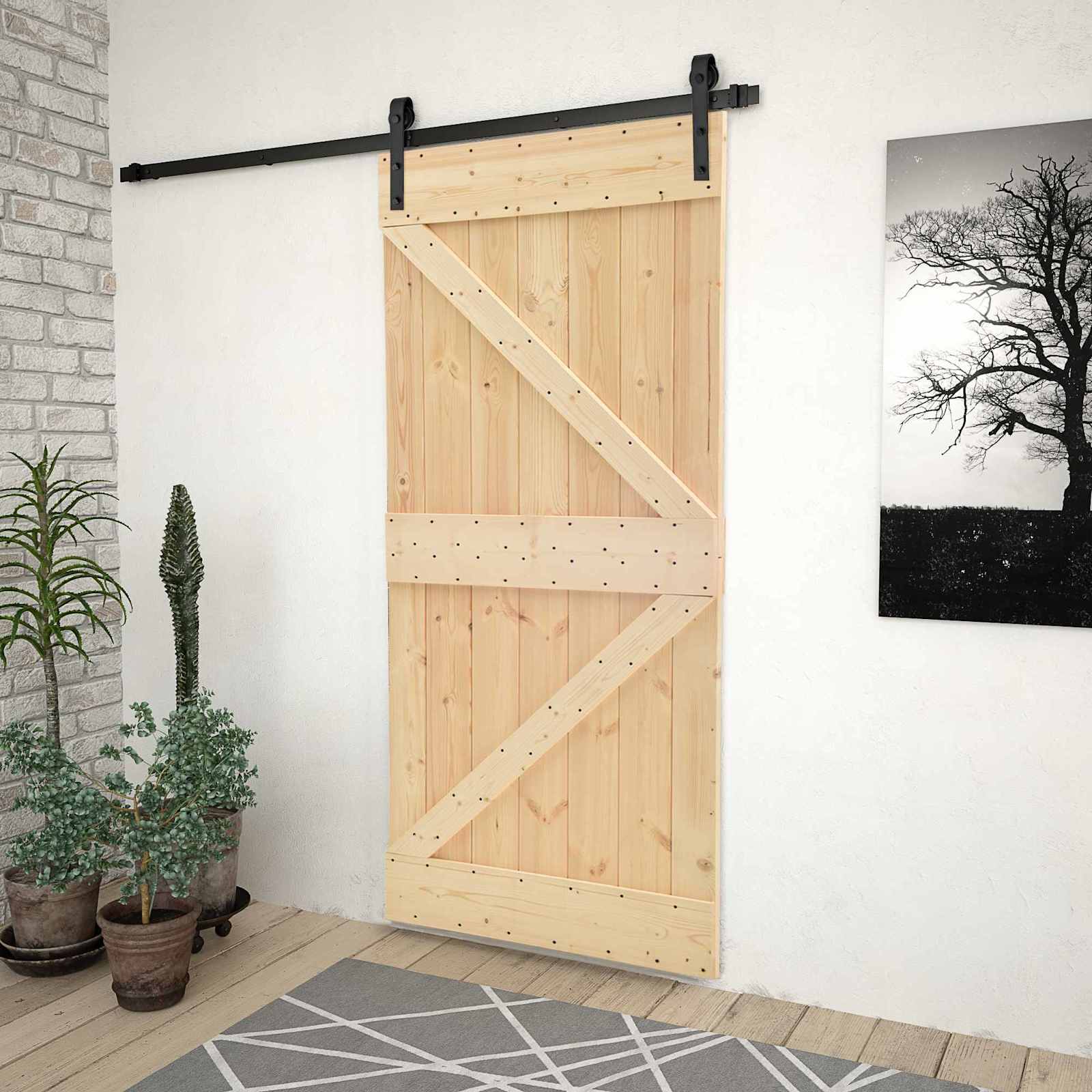 vidaXL Drzwi przesuwne 100 x 210 cm Lite drewno sosnowe
