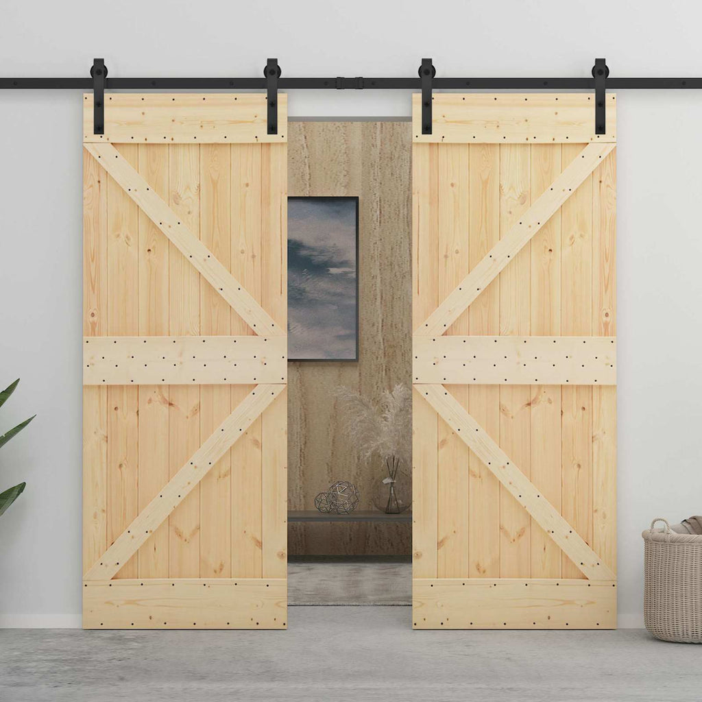 vidaXL Drzwi przesuwne 100 x 210 cm Lite drewno sosnowe