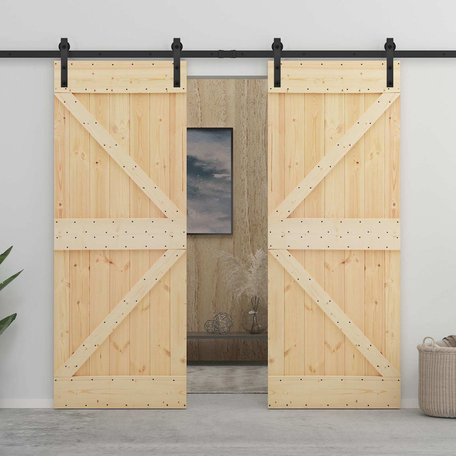 vidaXL Drzwi przesuwne 100 x 210 cm Lite drewno sosnowe