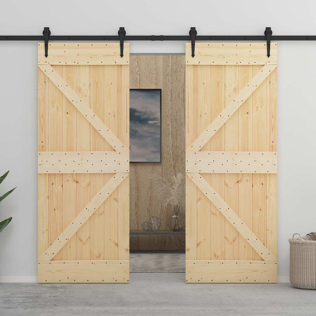 vidaXL Drzwi przesuwne 2 pcs 80 x 210 cm Lite drewno sosnowe