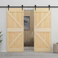 vidaXL Drzwi przesuwne 2 pcs 80 x 210 cm Lite drewno sosnowe