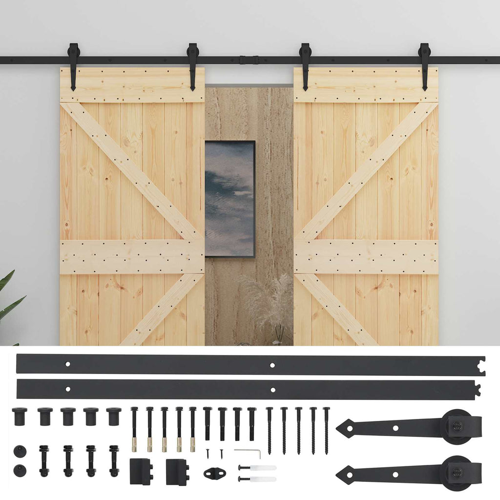 vidaXL Drzwi przesuwne 2 pcs 80 x 210 cm Lite drewno sosnowe