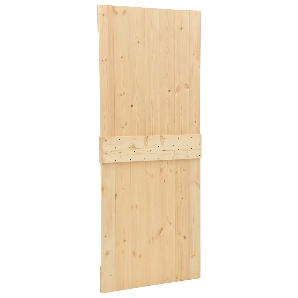 vidaXL Drzwi przesuwne 2 pcs Naturalny i czarny Lite drewno sosnowe
