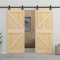 vidaXL Drzwi przesuwne 2 pcs 80 x 210 cm Lite drewno sosnowe