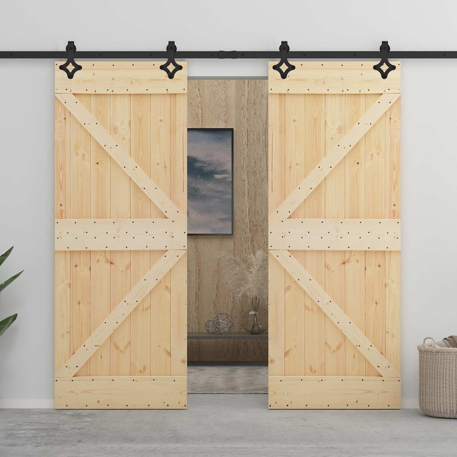 vidaXL Drzwi przesuwne 2 pcs 80 x 210 cm Lite drewno sosnowe