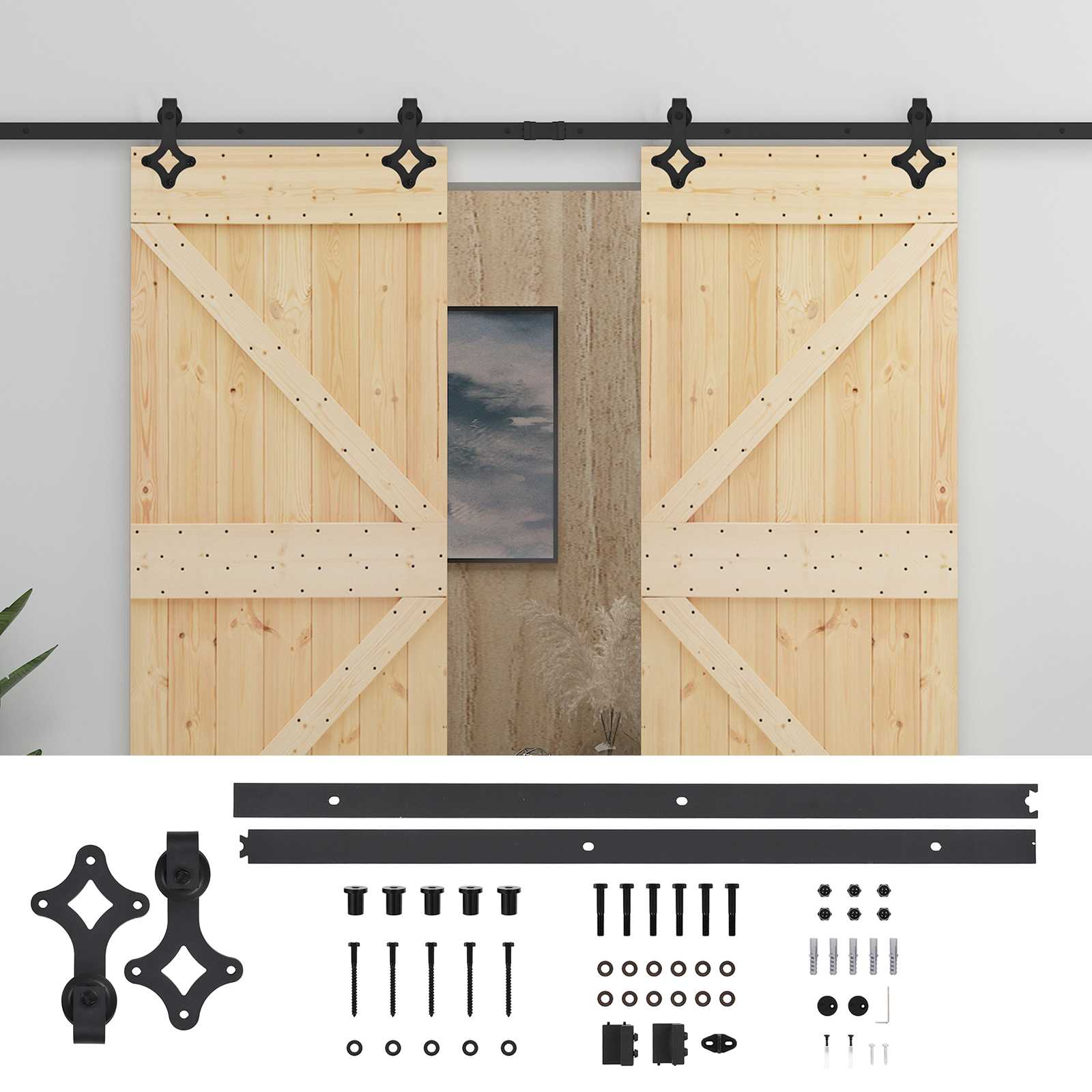 vidaXL Drzwi przesuwne 2 pcs 80 x 210 cm Lite drewno sosnowe