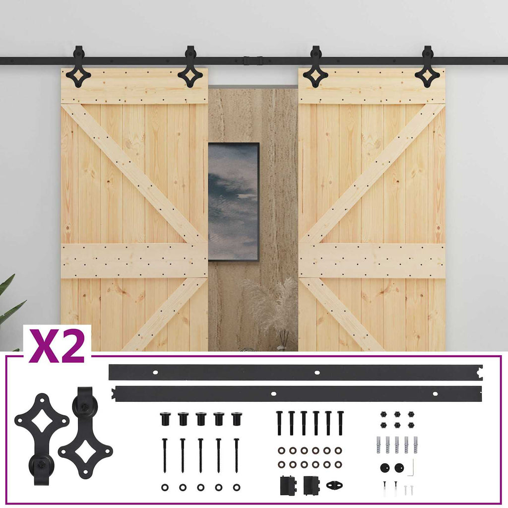 vidaXL Drzwi przesuwne 2 pcs 80 x 210 cm Lite drewno sosnowe