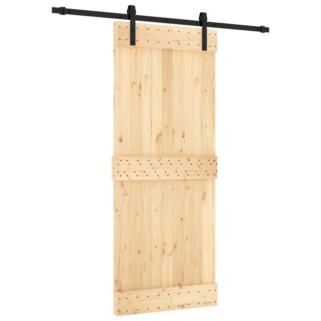 vidaXL Drzwi przesuwne Naturalny i czarny 85 x 210 cm