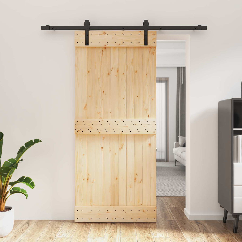 vidaXL Drzwi przesuwne Naturalny i czarny 90 x 210 cm