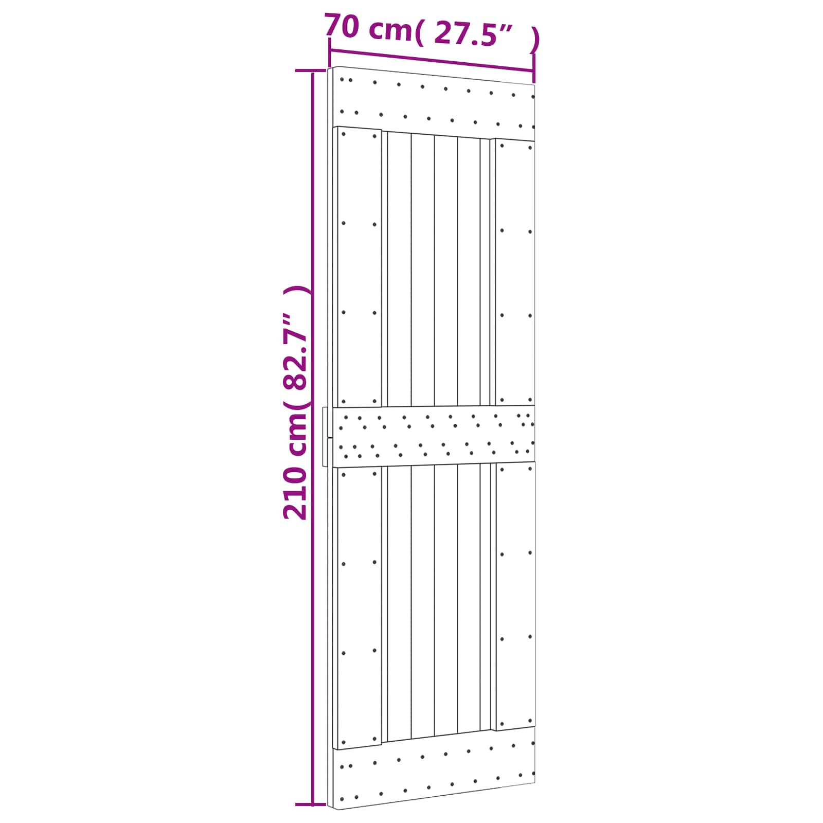 vidaXL Drzwi przesuwne Naturalny i czarny 70 x 210 cm