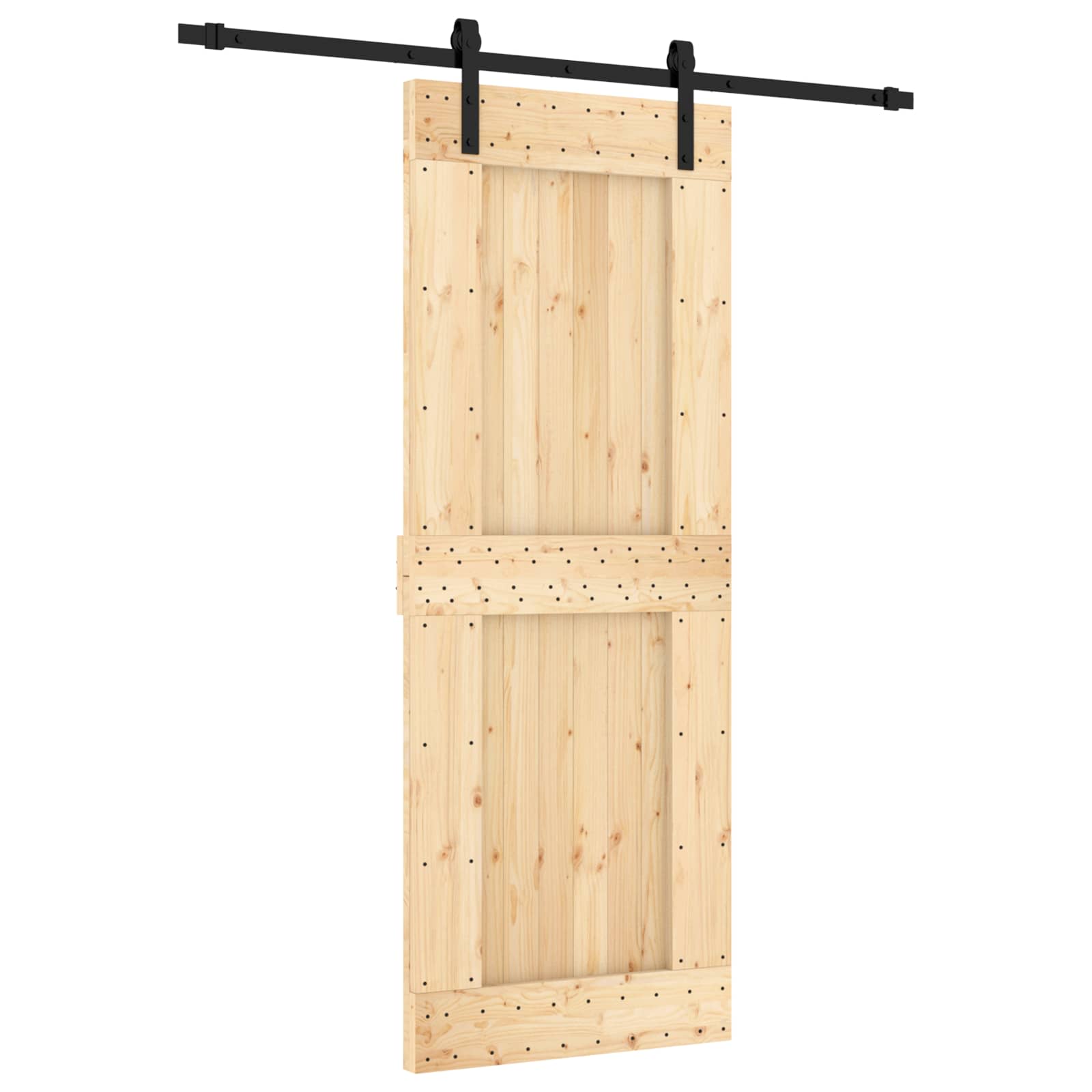 vidaXL Drzwi przesuwne Naturalny i czarny 80 x 210 cm