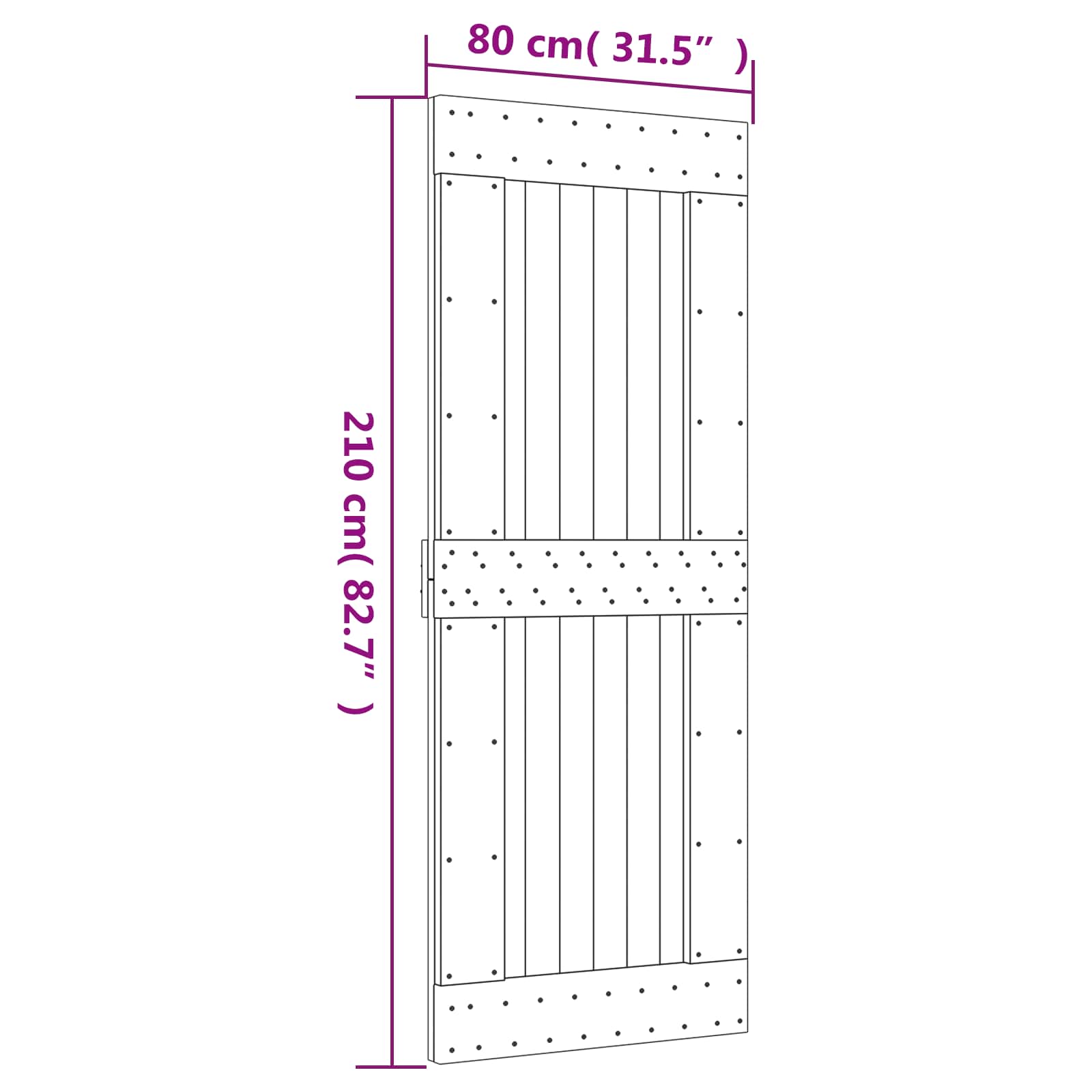 vidaXL Drzwi przesuwne Naturalny i czarny 80 x 210 cm