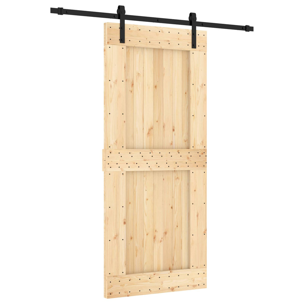 vidaXL Drzwi przesuwne Naturalny i czarny 90 x 210 cm