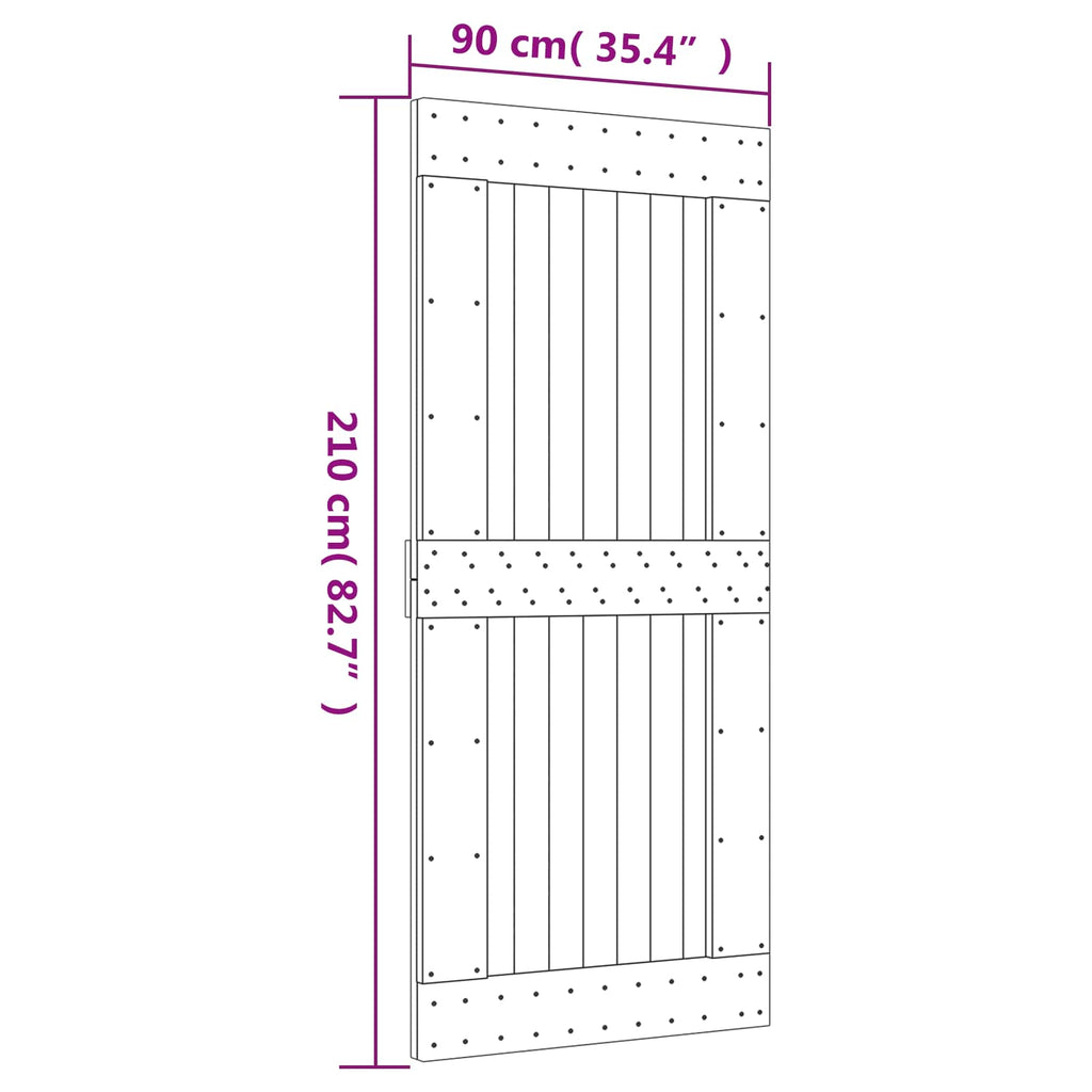 vidaXL Drzwi przesuwne Naturalny i czarny 90 x 210 cm