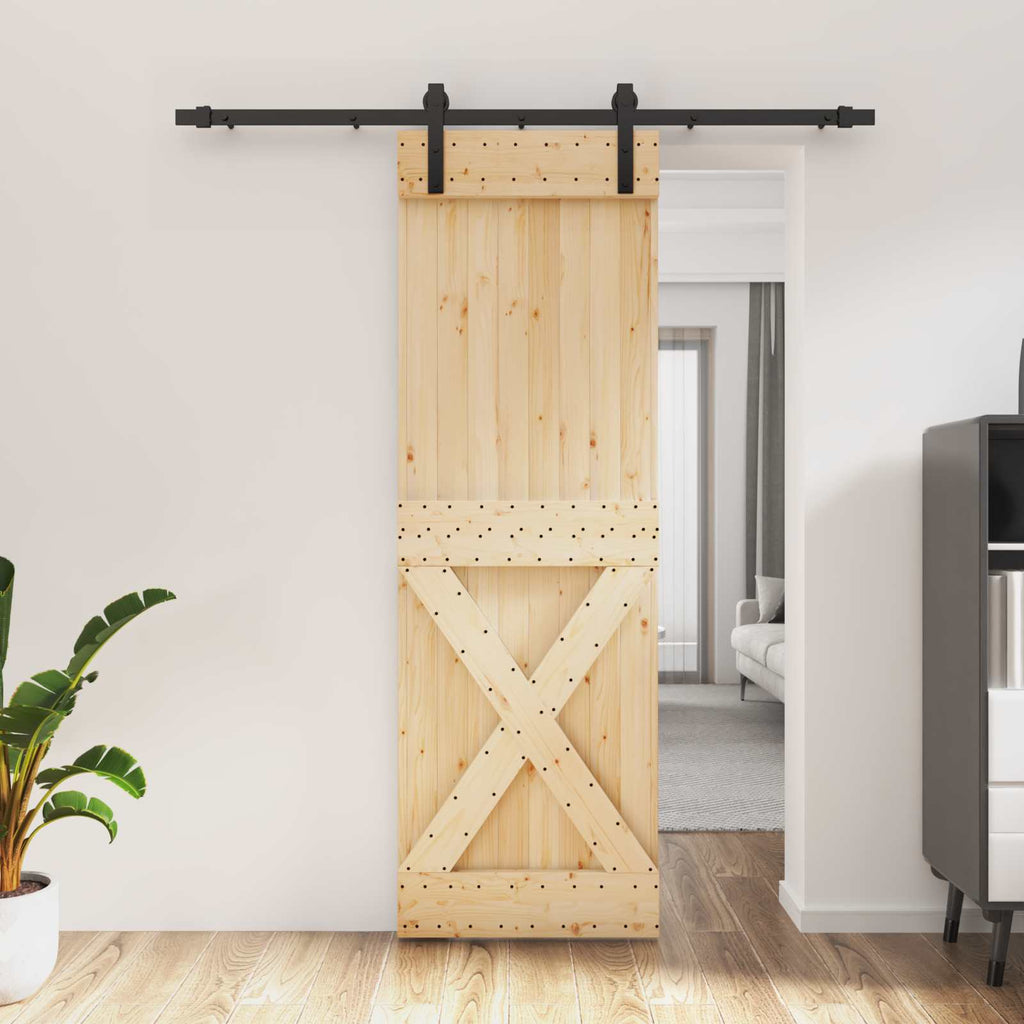vidaXL Drzwi przesuwne Naturalny i czarny 70 x 210 cm