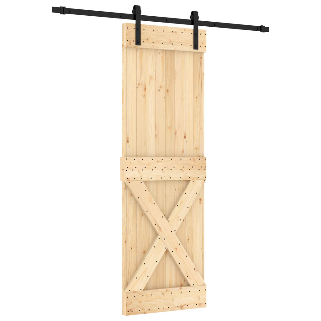 vidaXL Drzwi przesuwne Naturalny i czarny 70 x 210 cm