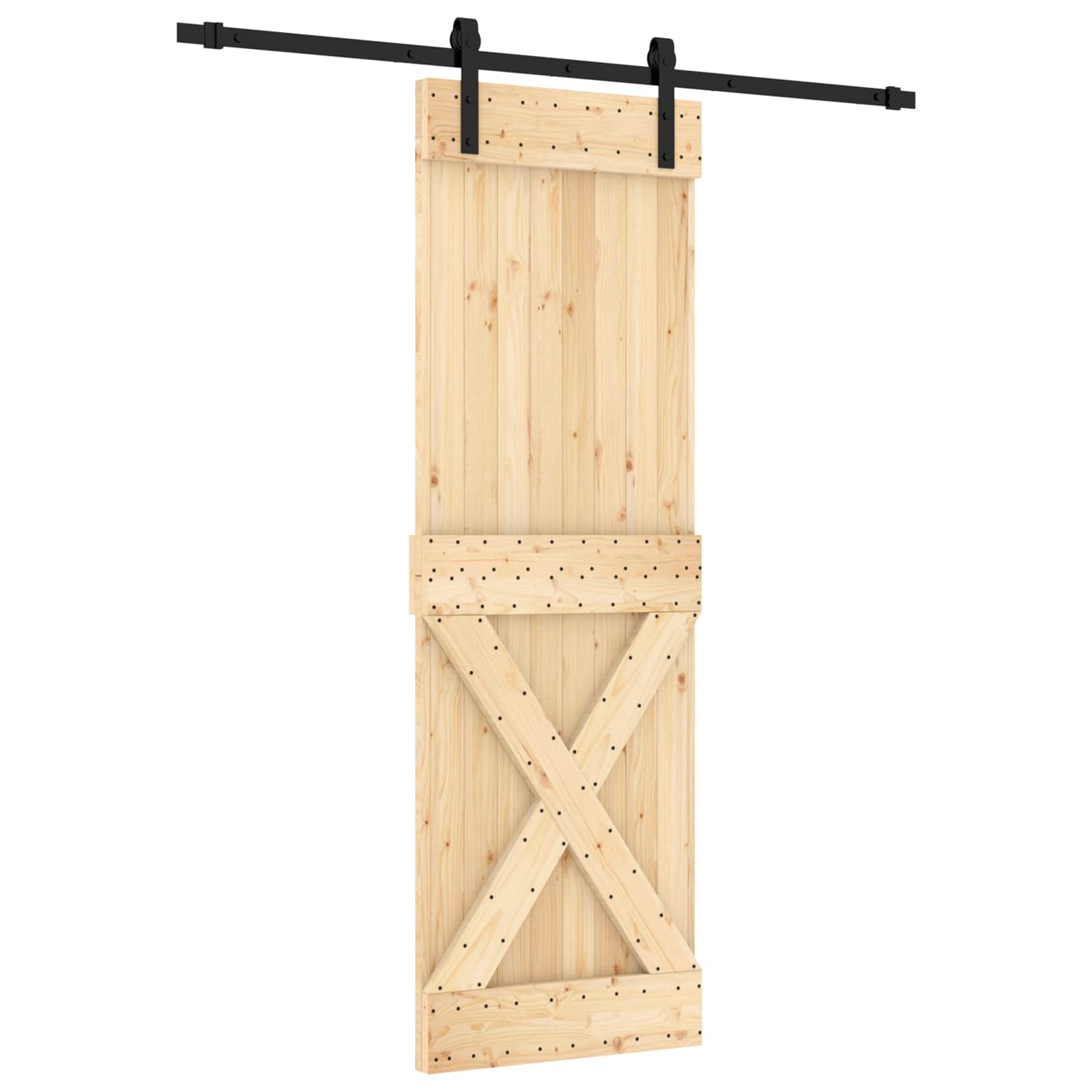vidaXL Drzwi przesuwne Naturalny i czarny 70 x 210 cm