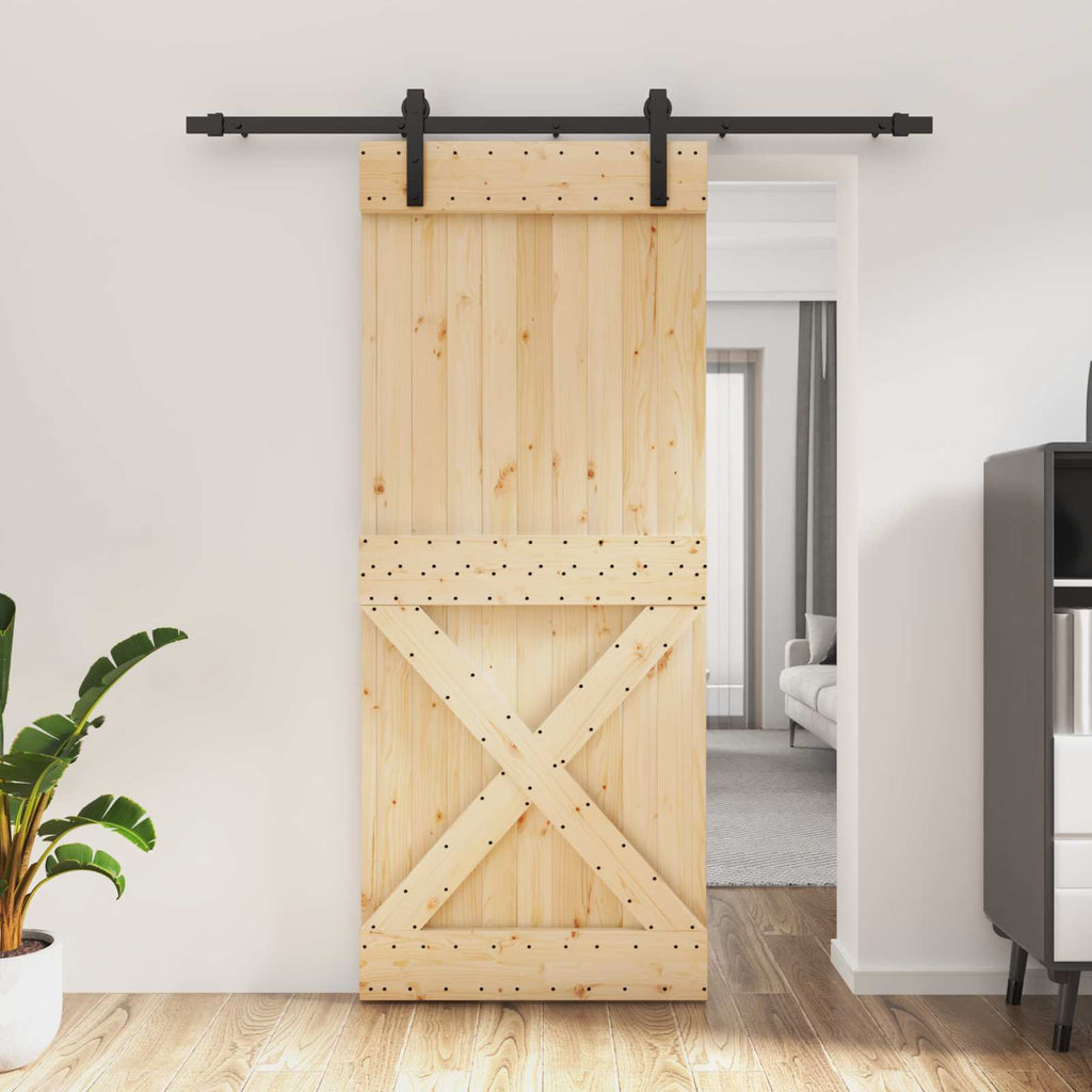 vidaXL Drzwi przesuwne Naturalny i czarny 85 x 210 cm