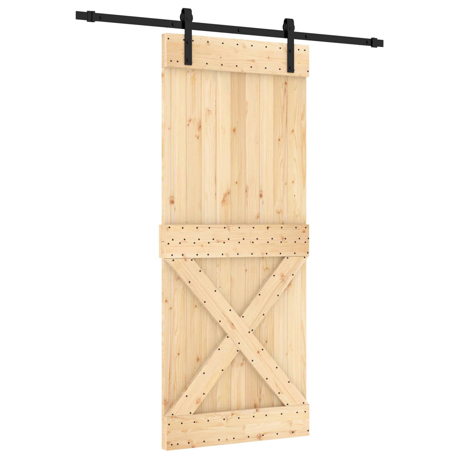vidaXL Drzwi przesuwne Naturalny i czarny 85 x 210 cm