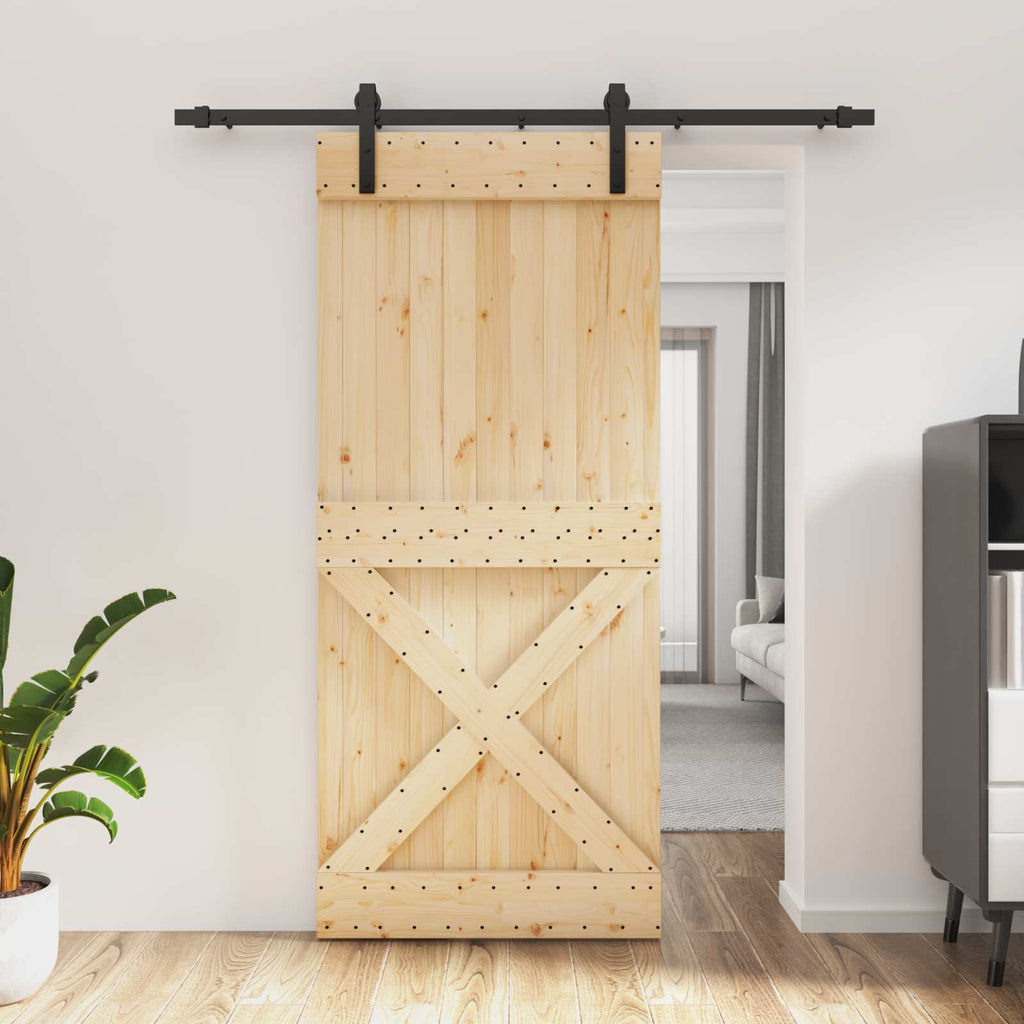 vidaXL Drzwi przesuwne Naturalny i czarny 90 x 210 cm