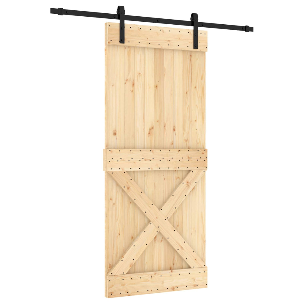 vidaXL Drzwi przesuwne Naturalny i czarny 90 x 210 cm