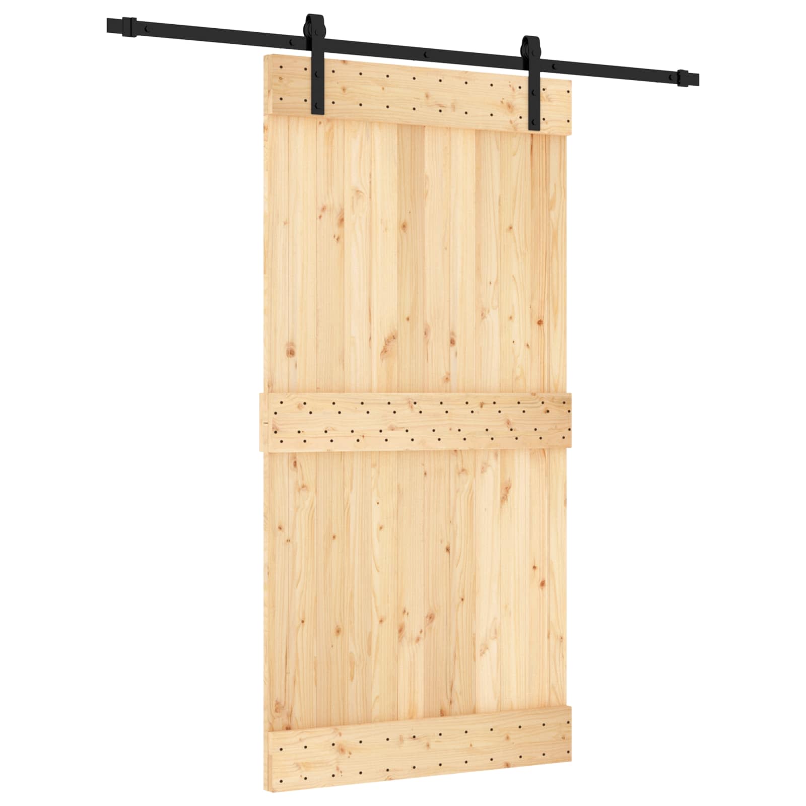 vidaXL Drzwi przesuwne Naturalny i czarny 100 x 210 cm