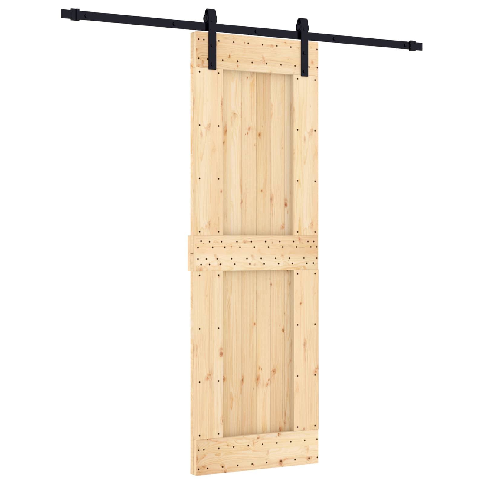 vidaXL Drzwi przesuwne Naturalny i czarny 70 x 210 cm