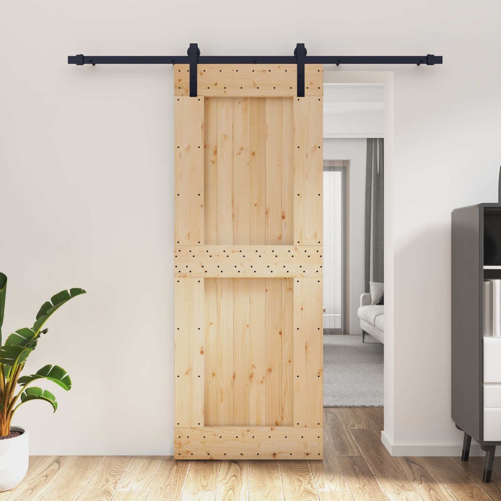 vidaXL Drzwi przesuwne Naturalny i czarny 80 x 210 cm