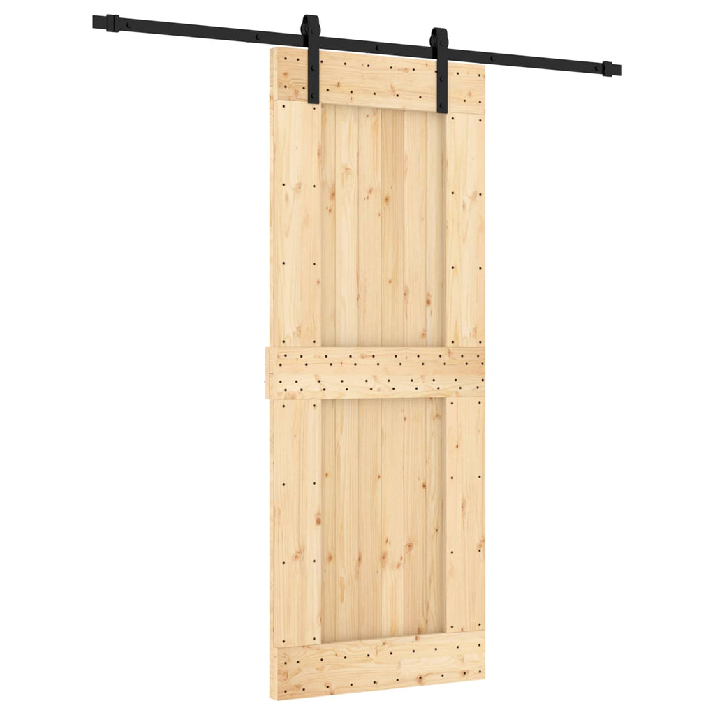 vidaXL Drzwi przesuwne Naturalny i czarny 80 x 210 cm
