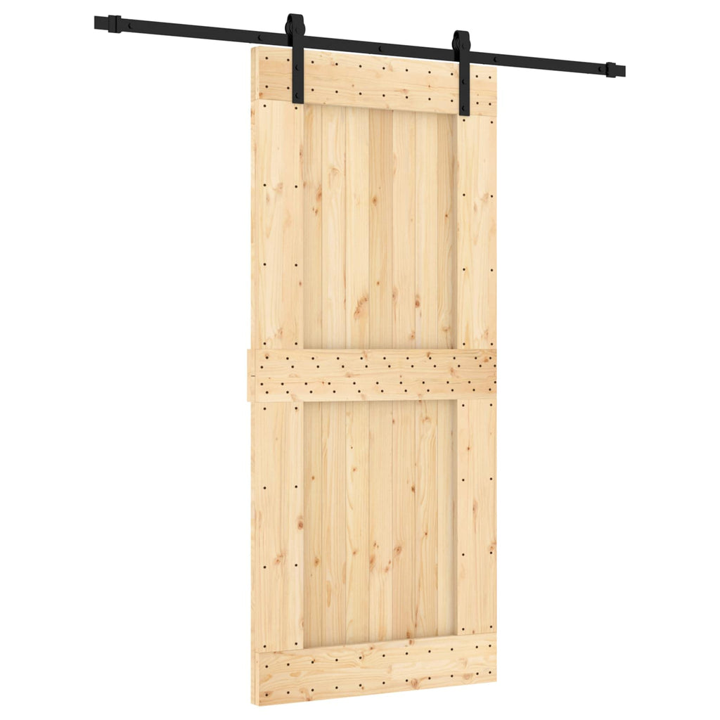 vidaXL Drzwi przesuwne Naturalny i czarny 90 x 210 cm