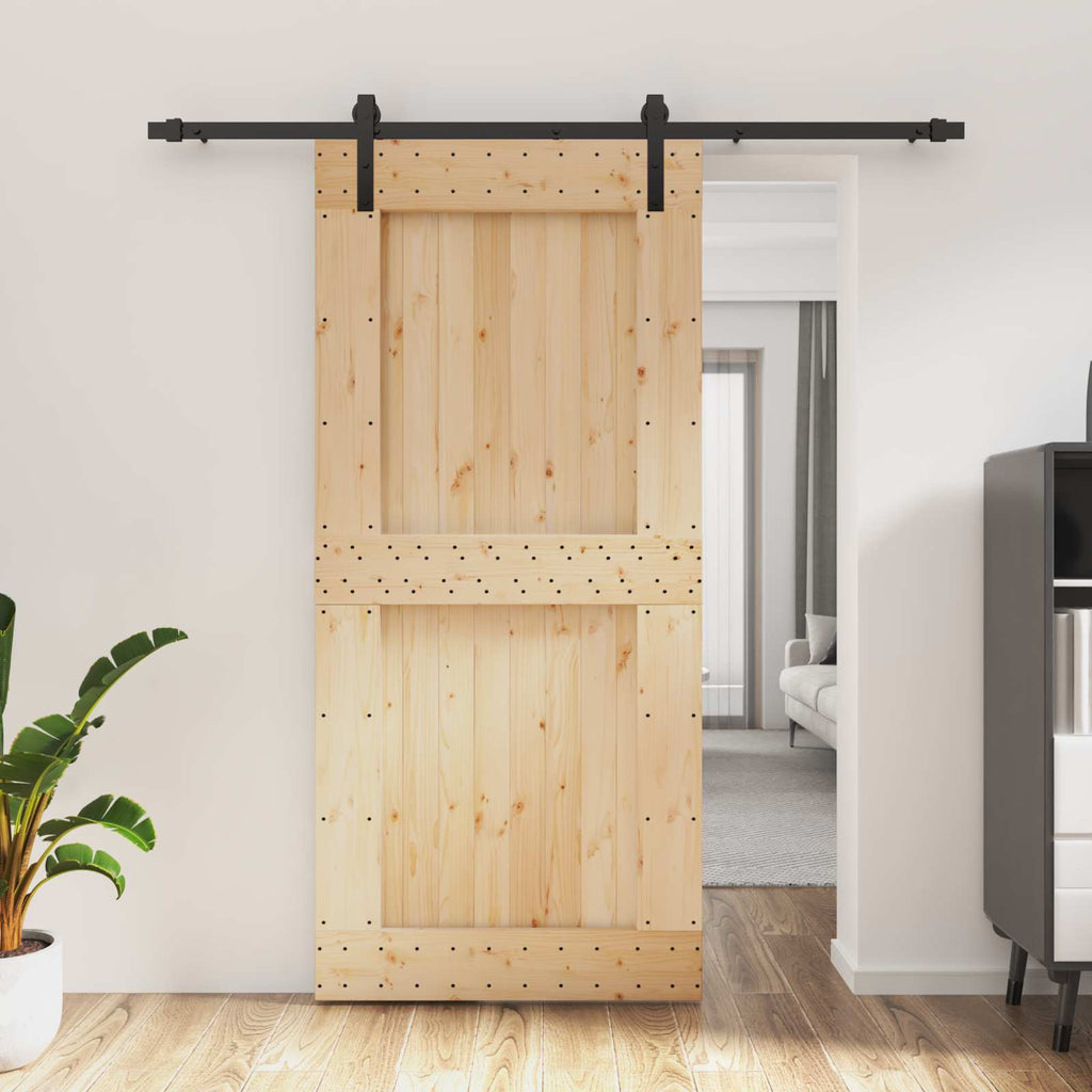 vidaXL Drzwi przesuwne Naturalny i czarny 95 x 210 cm