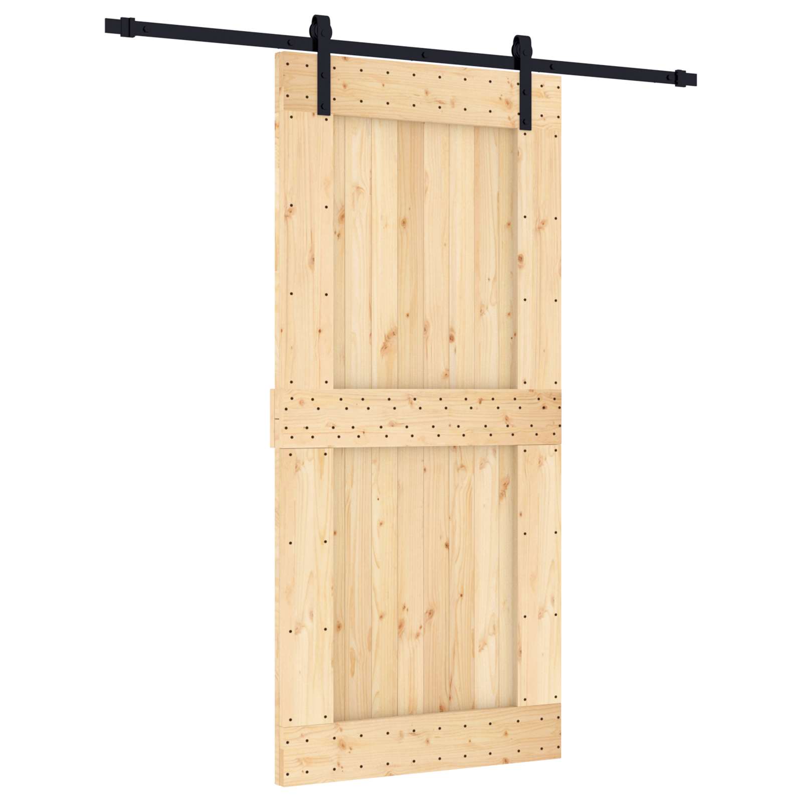 vidaXL Drzwi przesuwne Naturalny i czarny 95 x 210 cm