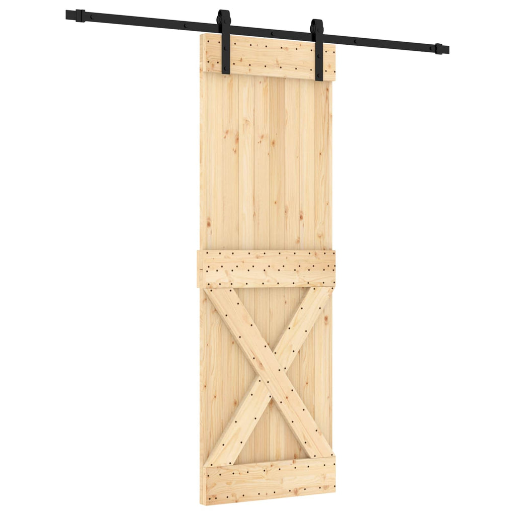 vidaXL Drzwi przesuwne Naturalny i czarny 70 x 210 cm