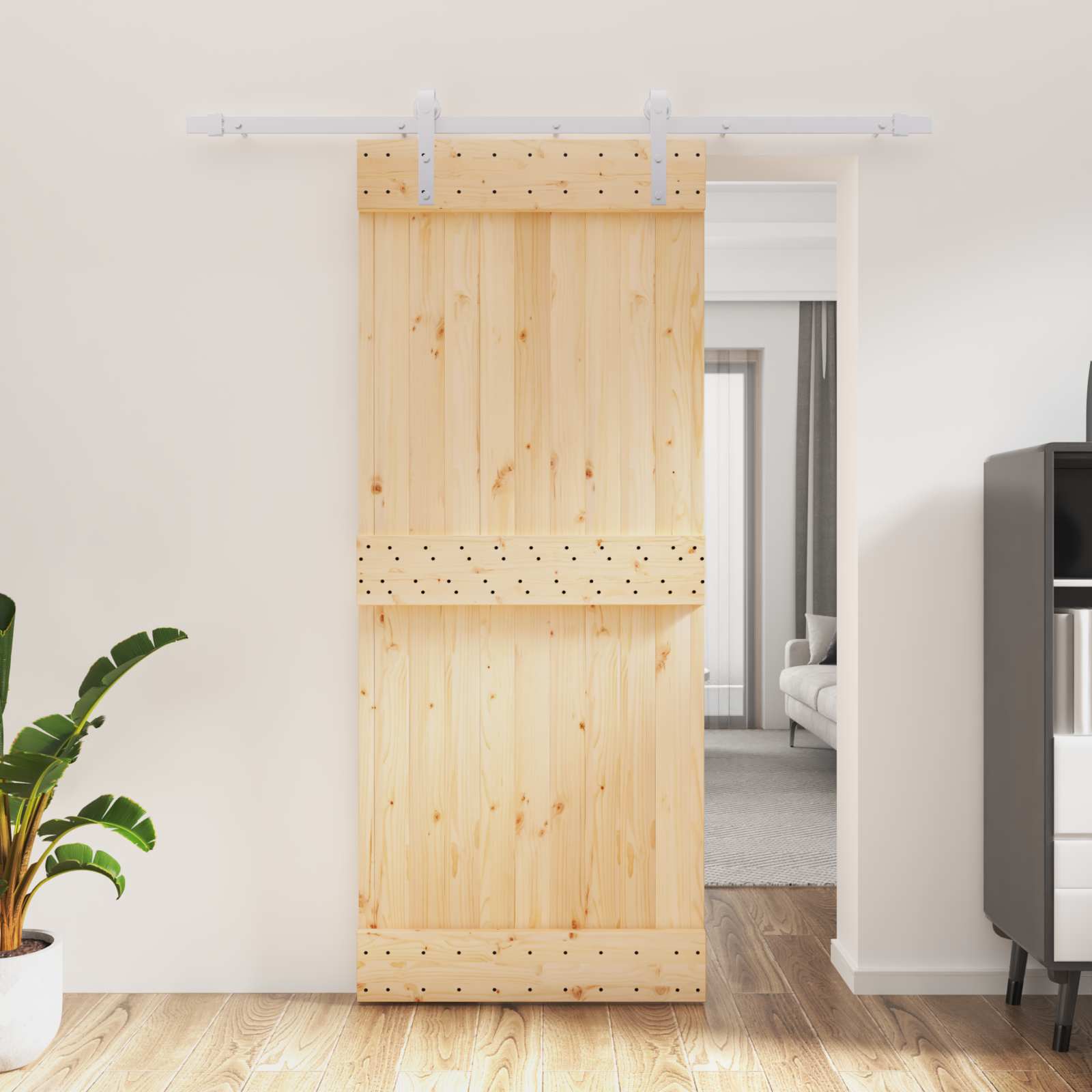 vidaXL Drzwi przesuwne Naturalne i białe 85 x 210 cm