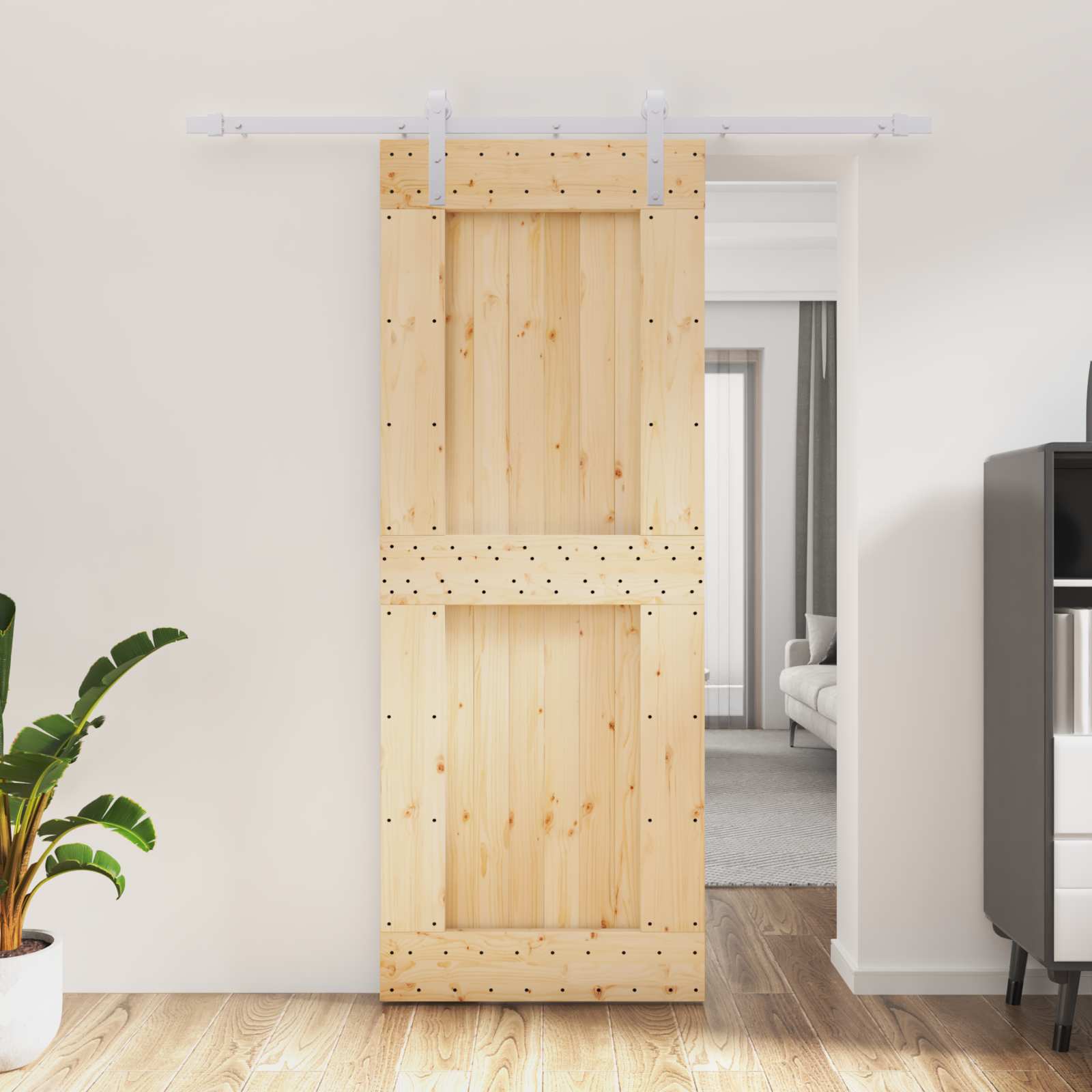 vidaXL Drzwi przesuwne Naturalne i białe 80 x 210 cm