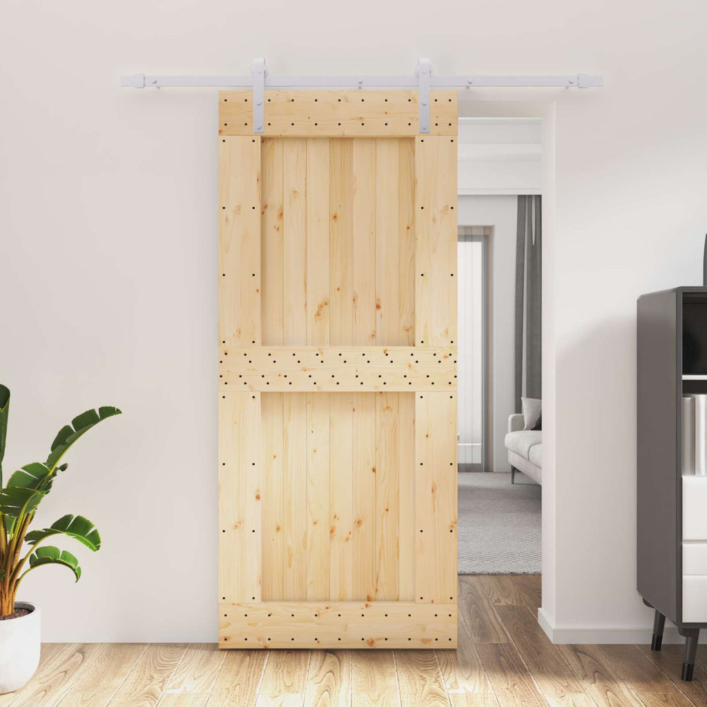 vidaXL Drzwi przesuwne Naturalne i białe 90 x 210 cm