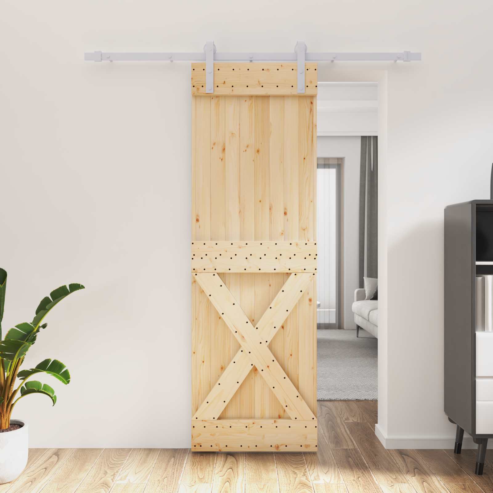 vidaXL Drzwi przesuwne Naturalne i białe 70 x 210 cm