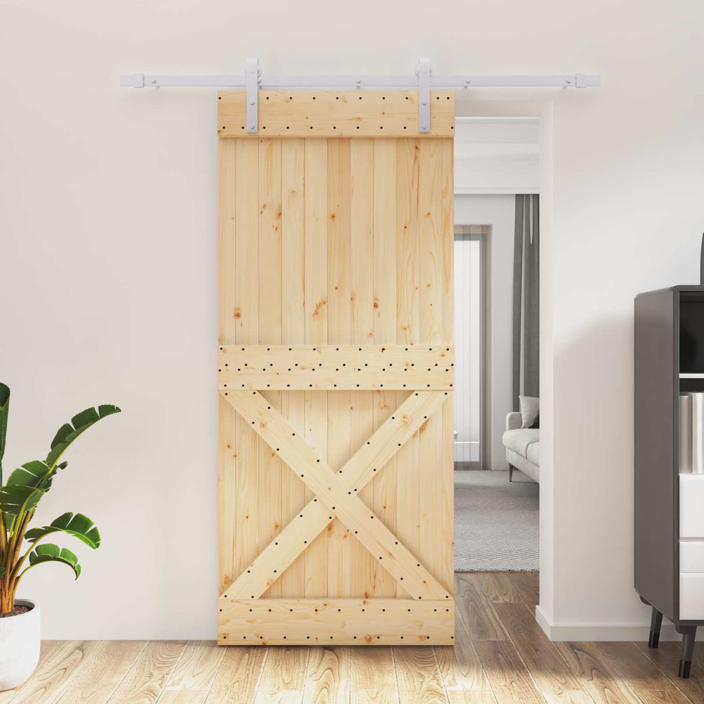 vidaXL Drzwi przesuwne Naturalne i białe 90 x 210 cm