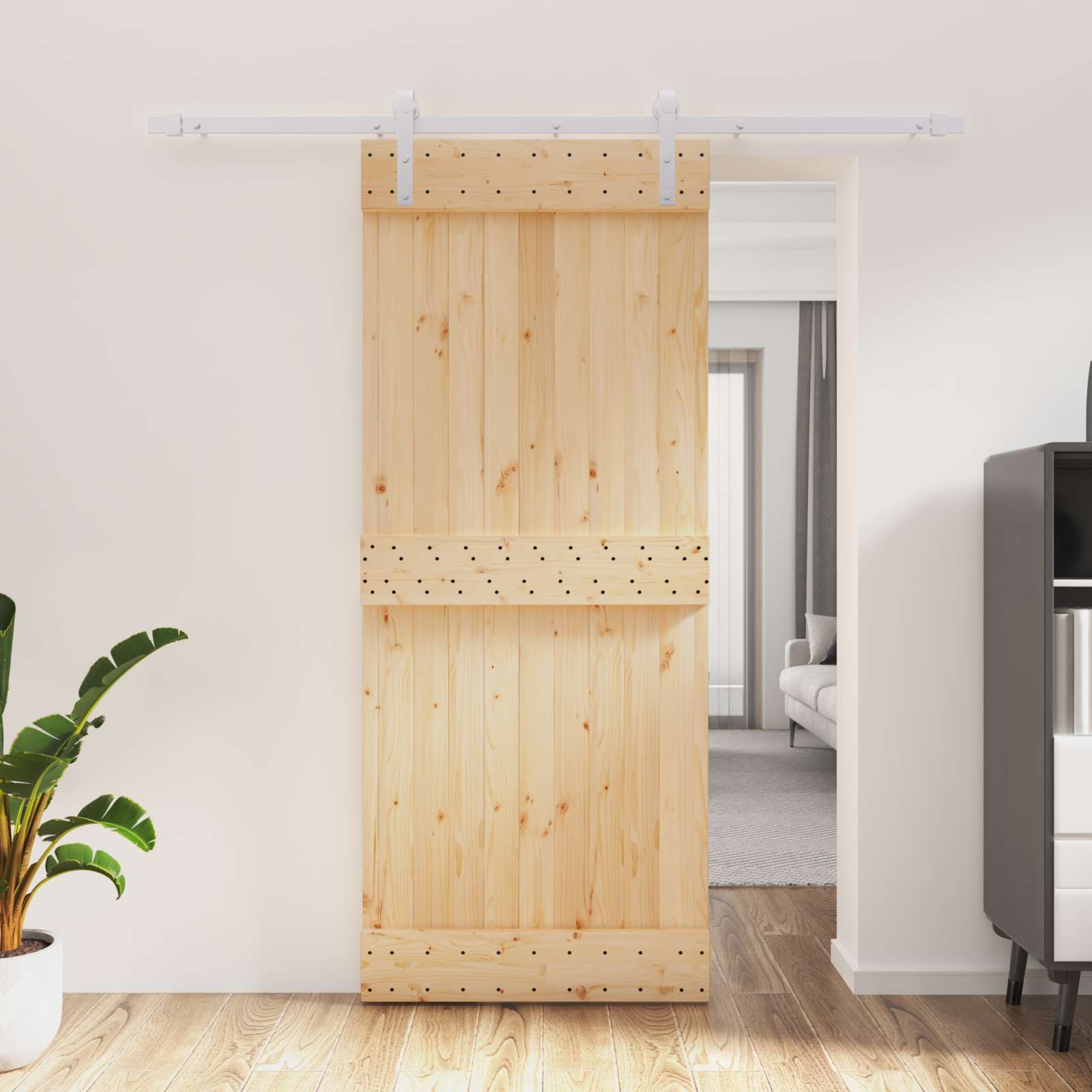vidaXL Drzwi przesuwne Naturalne i białe 85 x 210 cm