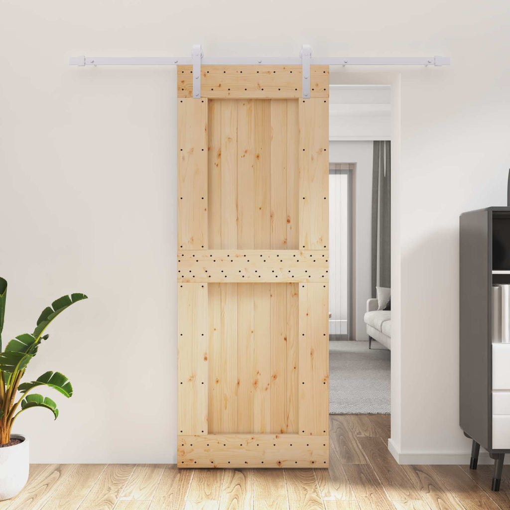 vidaXL Drzwi przesuwne Naturalne i białe 80 x 210 cm