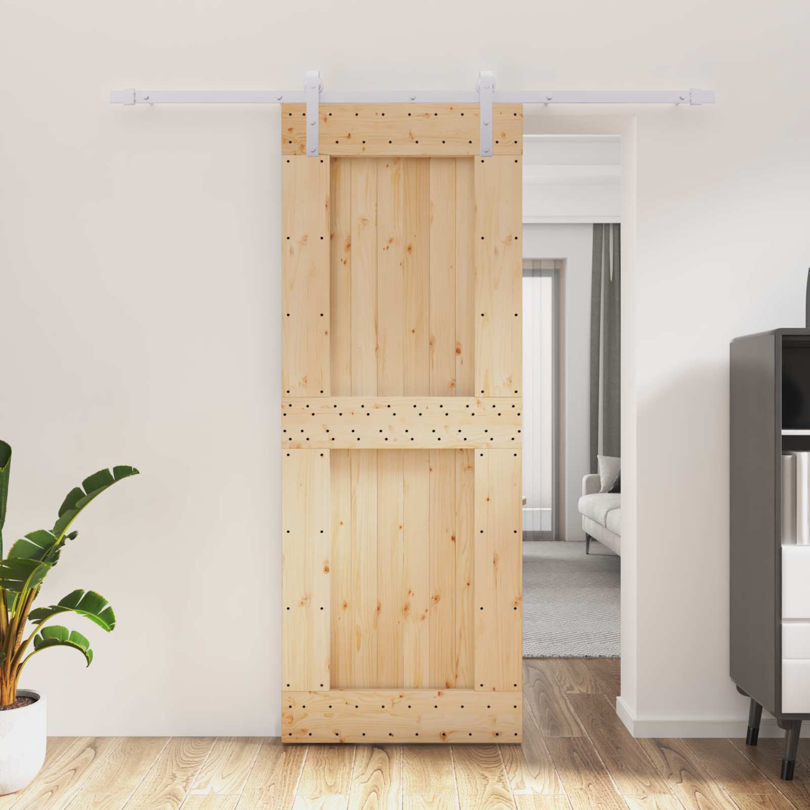 vidaXL Drzwi przesuwne Naturalne i białe 80 x 210 cm