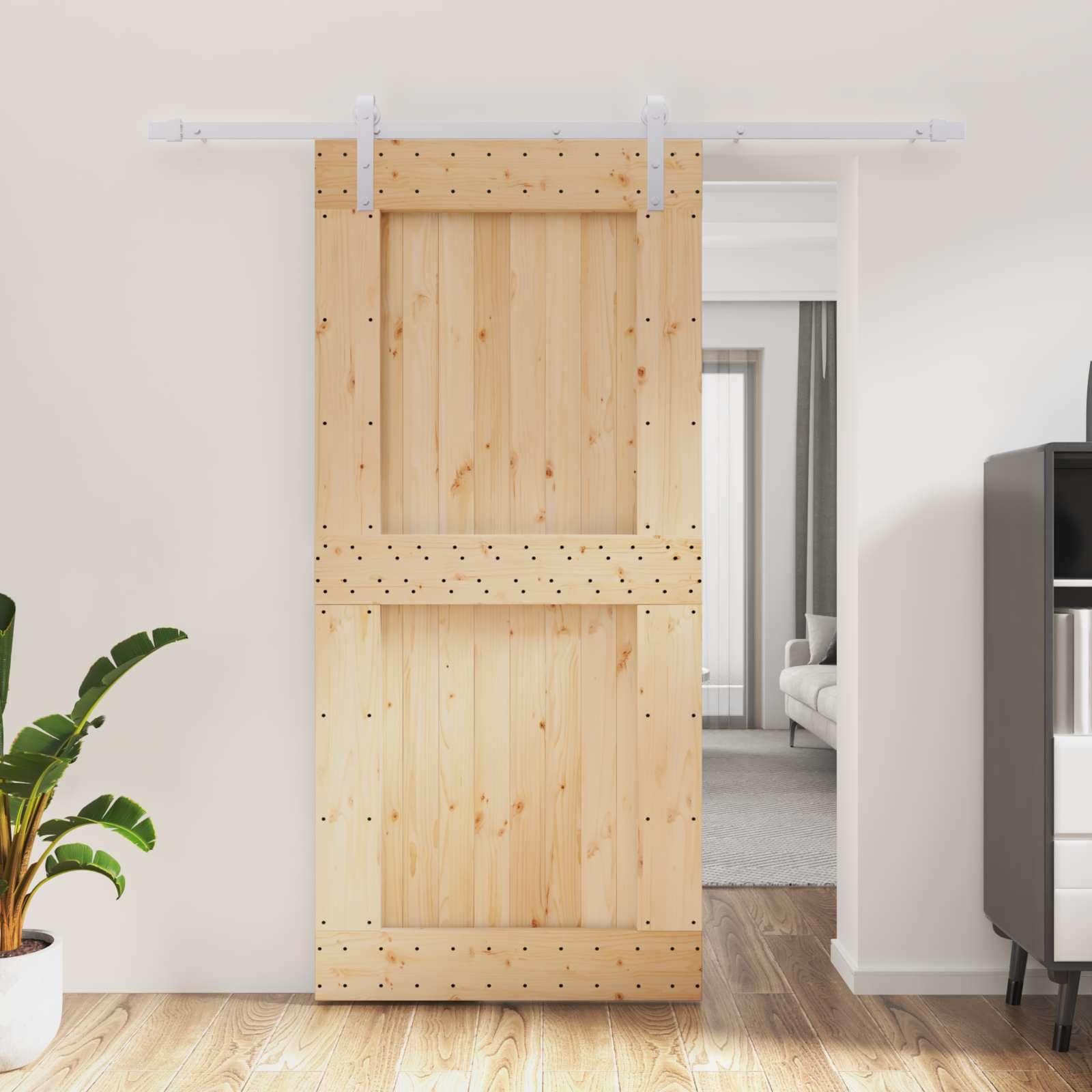 vidaXL Drzwi przesuwne Naturalne i białe 95 x 210 cm