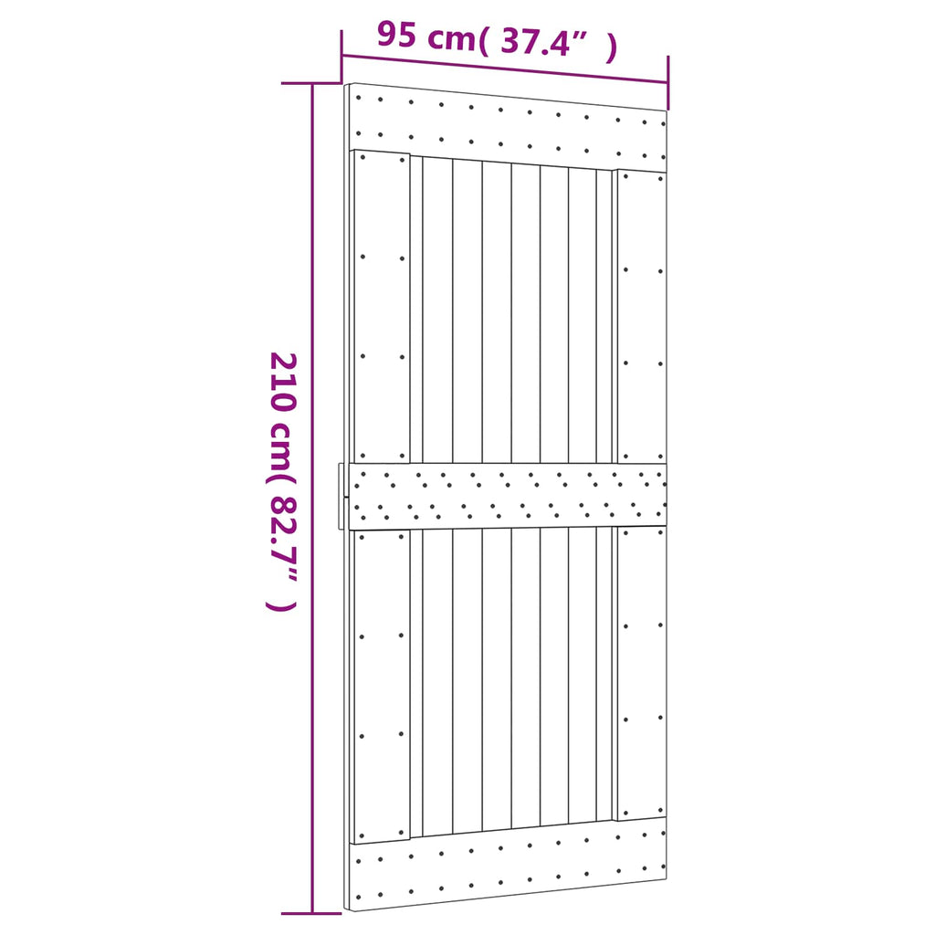 vidaXL Drzwi przesuwne Naturalne i białe 95 x 210 cm