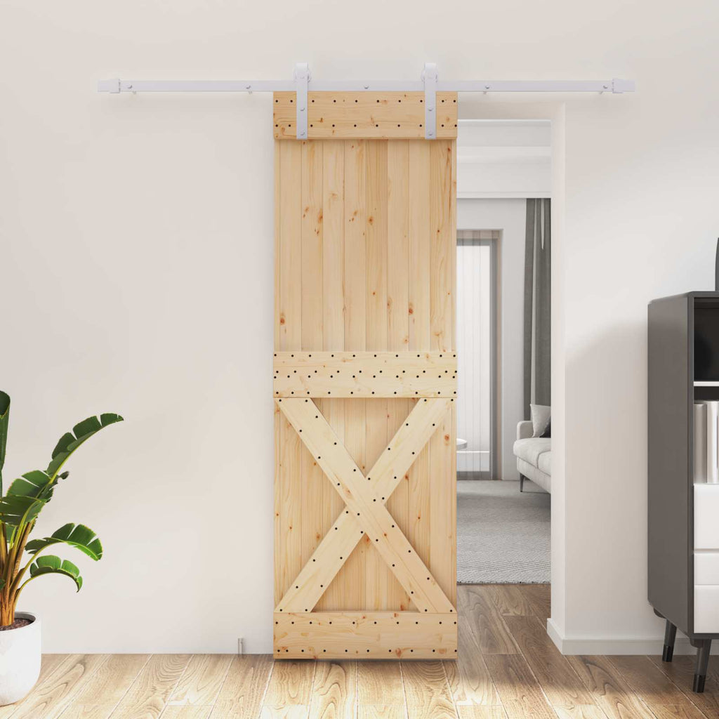 vidaXL Drzwi przesuwne Naturalne i białe 70 x 210 cm