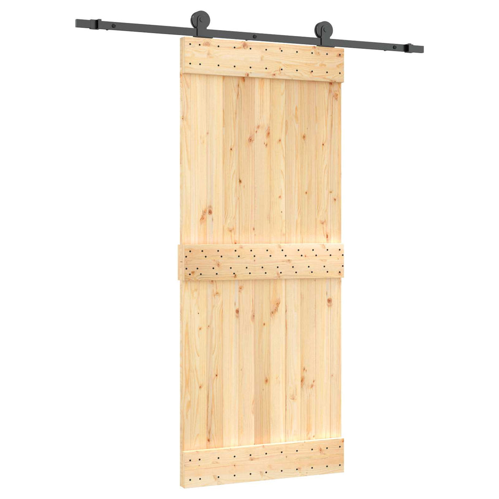 vidaXL Drzwi przesuwne Naturalny i czarny 85 x 210 cm