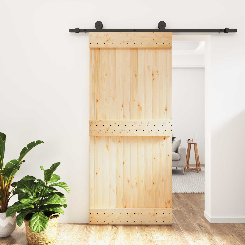 vidaXL Drzwi przesuwne Naturalny i czarny 90 x 210 cm