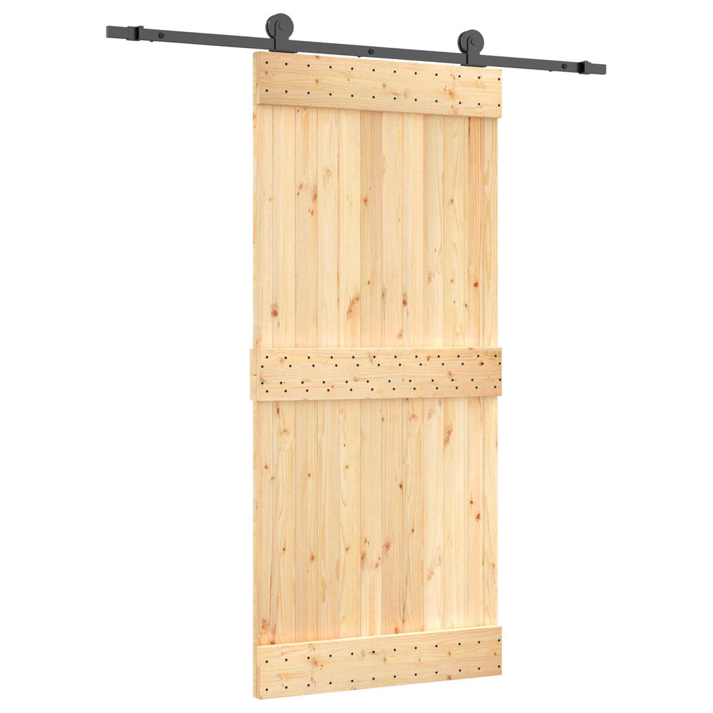 vidaXL Drzwi przesuwne Naturalny i czarny 90 x 210 cm