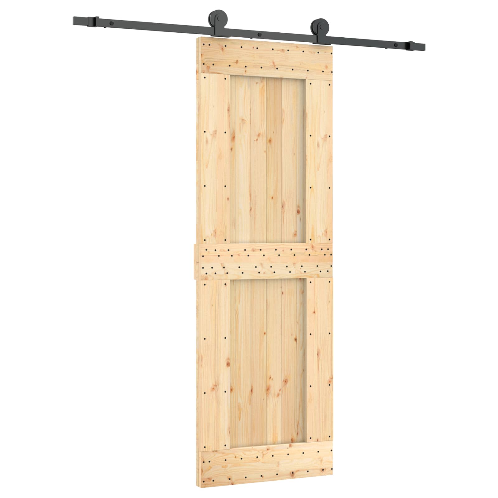 vidaXL Drzwi przesuwne Naturalny i czarny 70 x 210 cm