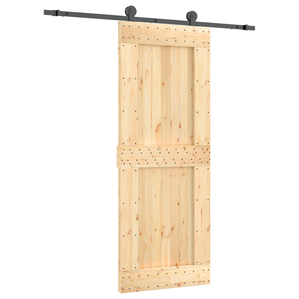 vidaXL Drzwi przesuwne Naturalny i czarny 80 x 210 cm